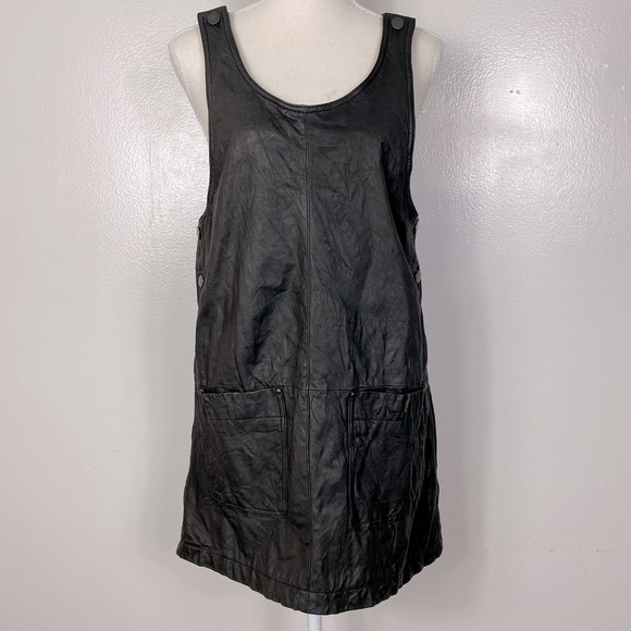 Gryphon genuine leather crushed lamb leather smock mini dress - Picture 1 of 7